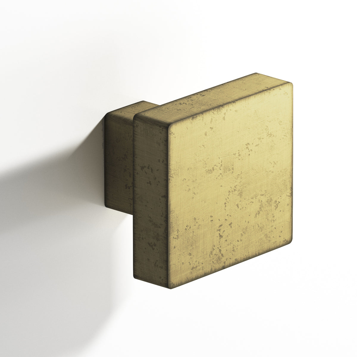 Colonial Bronze 749 Square Knob with Rectangular Post, 1-1/2 in - Distressed Antique Brass
