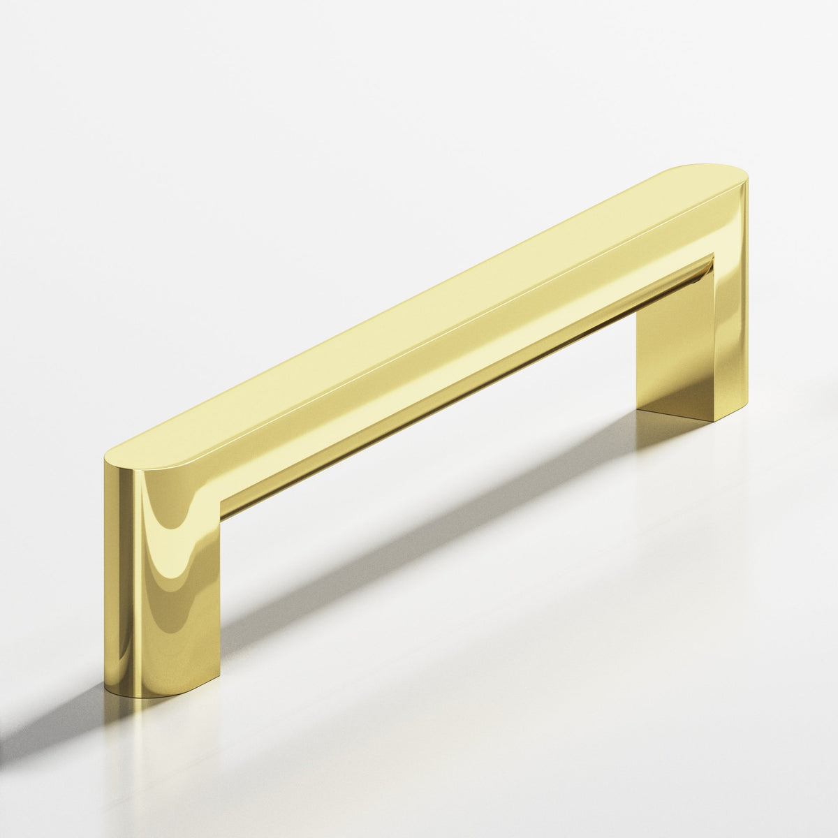 Colonial Bronze 760 Square Pull with Rounded Back and Ends, 7/16 x 1/2 in Cross Section - Polished Brass