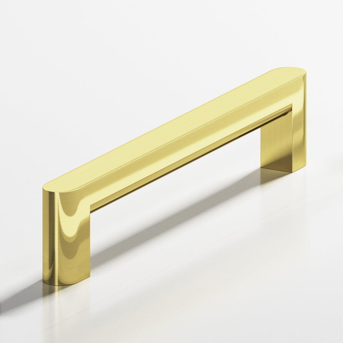 Colonial Bronze 760 Square Pull with Rounded Back and Ends, 7/16 x 1/2 in Cross Section - Unlacquered Polished Brass