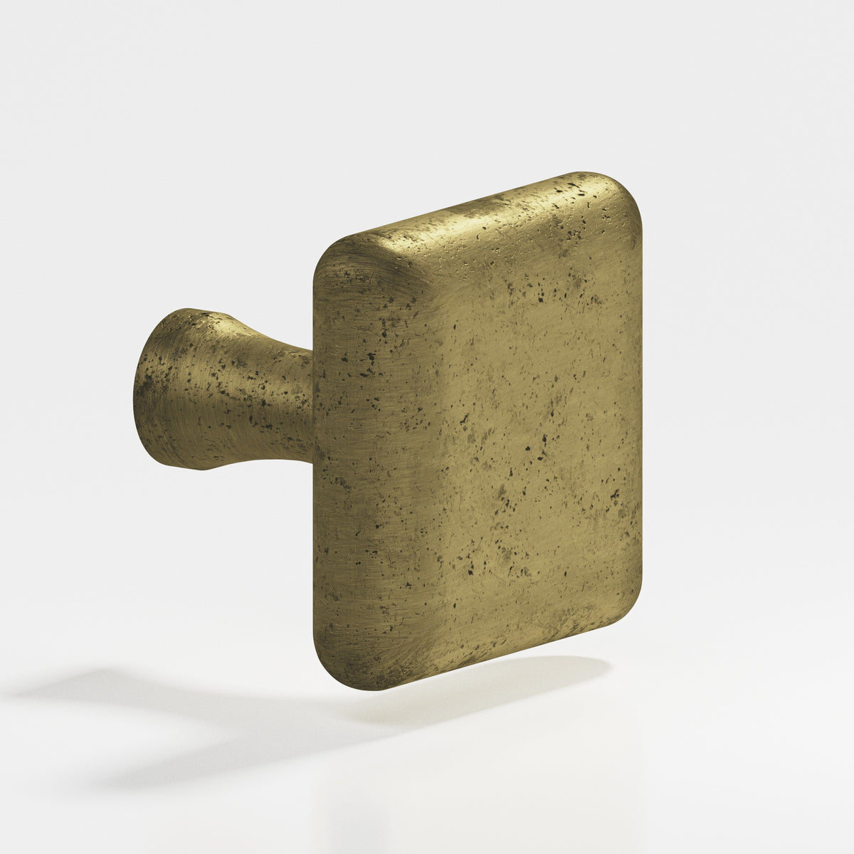 Colonial Bronze 767 Radiused Square Knob with Flared Post, 1 in - Distressed Antique Brass
