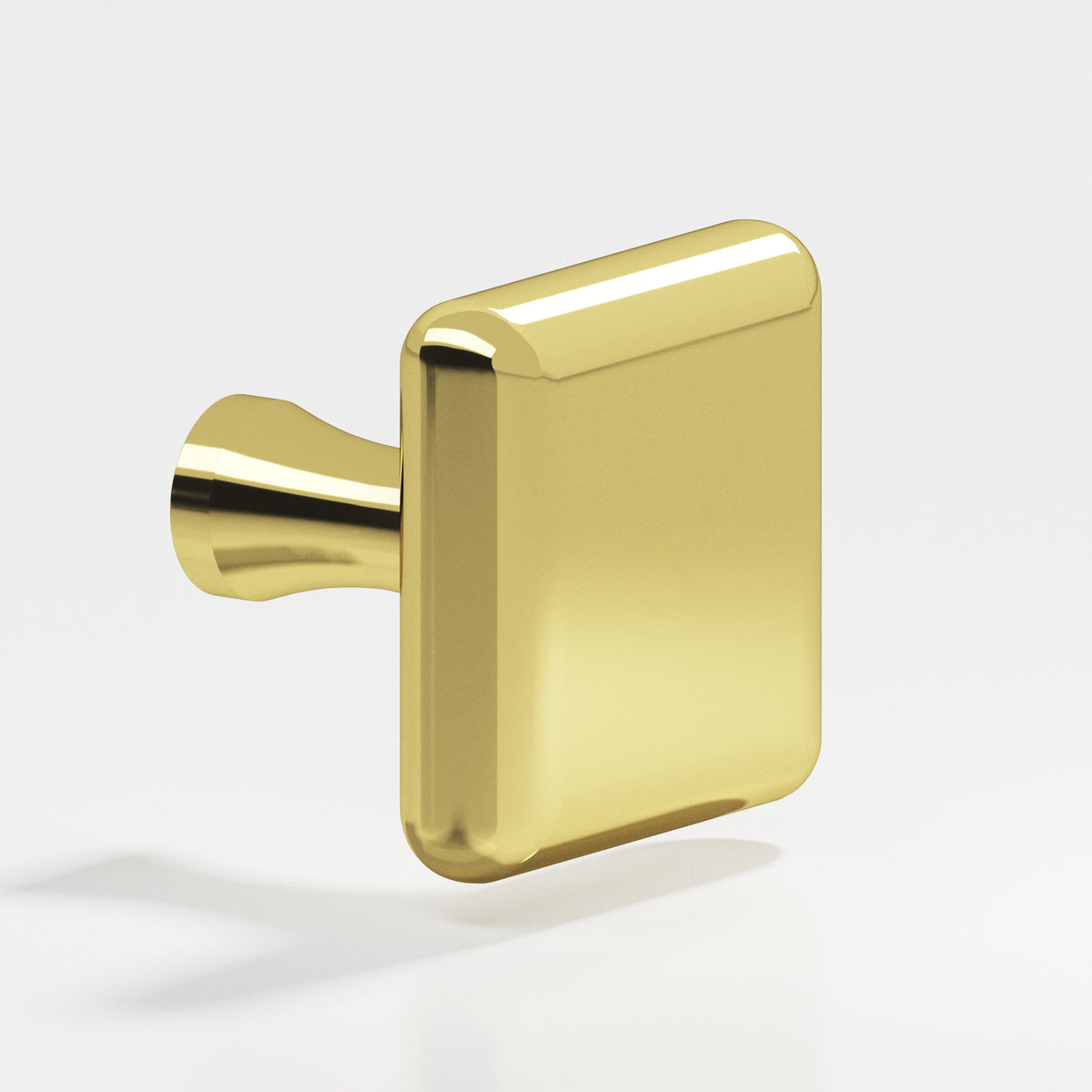 Colonial Bronze 767 Radiused Square Knob with Flared Post, 1 in - Polished Brass