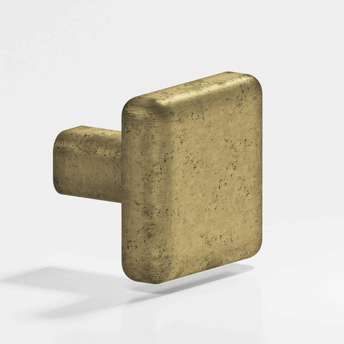 Colonial Bronze 789 Radiused Square Knob with Straight Post, 1-1/2 in - Distressed Antique Brass