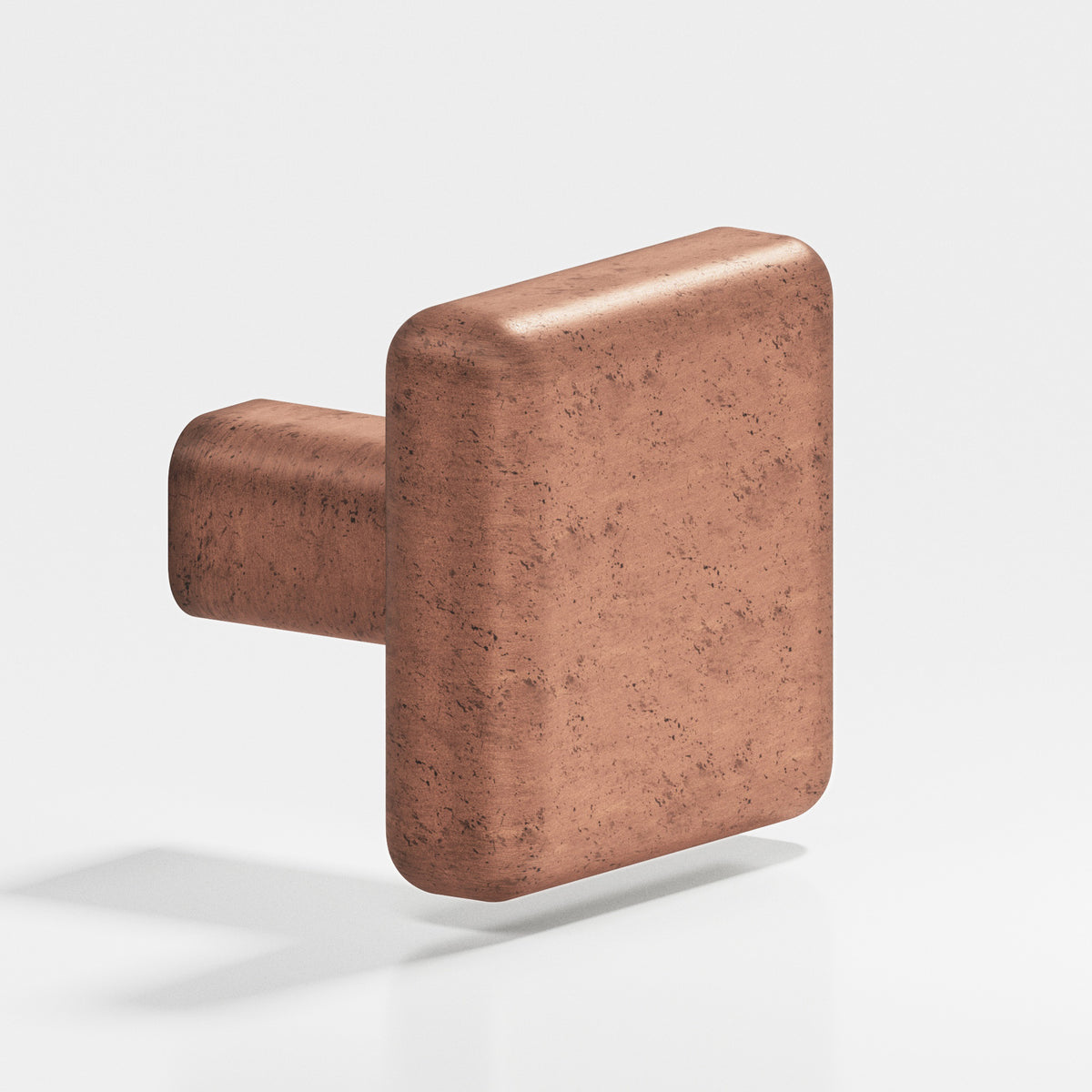 Colonial Bronze 787 Radiused Square Knob with Straight Post, 1 in - Distressed Antique Copper