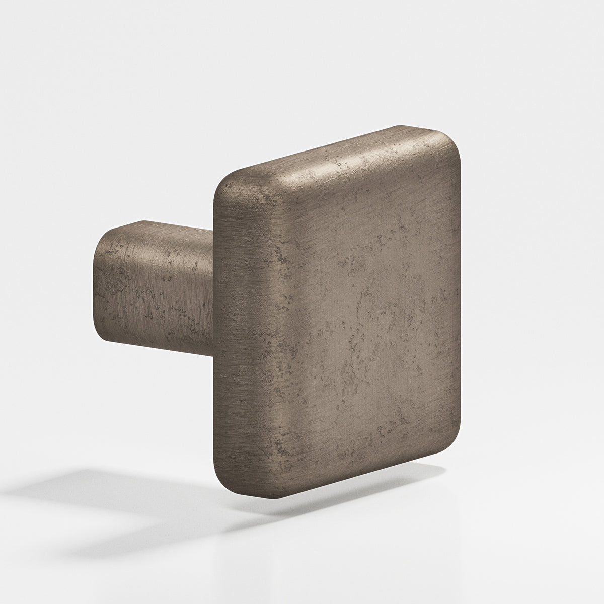 Colonial Bronze 787 Radiused Square Knob with Straight Post, 1 in - Distressed Pewter