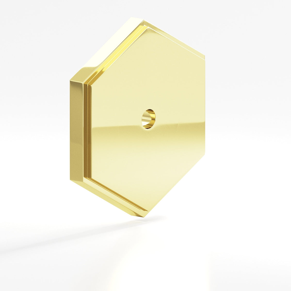 Colonial Bronze 9627 Stepped Hexagonal Backplate, 1-1/2 in, for 8-32 Screw - Polished Brass