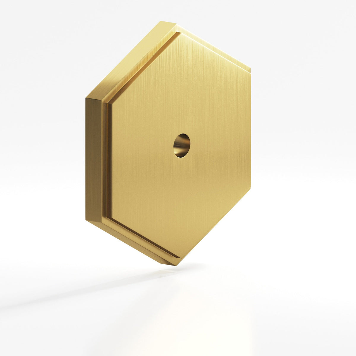 Colonial Bronze 9626 Stepped Hexagonal Backplate, 1-1/4 in, for 8-32 Screw - Satin Brass