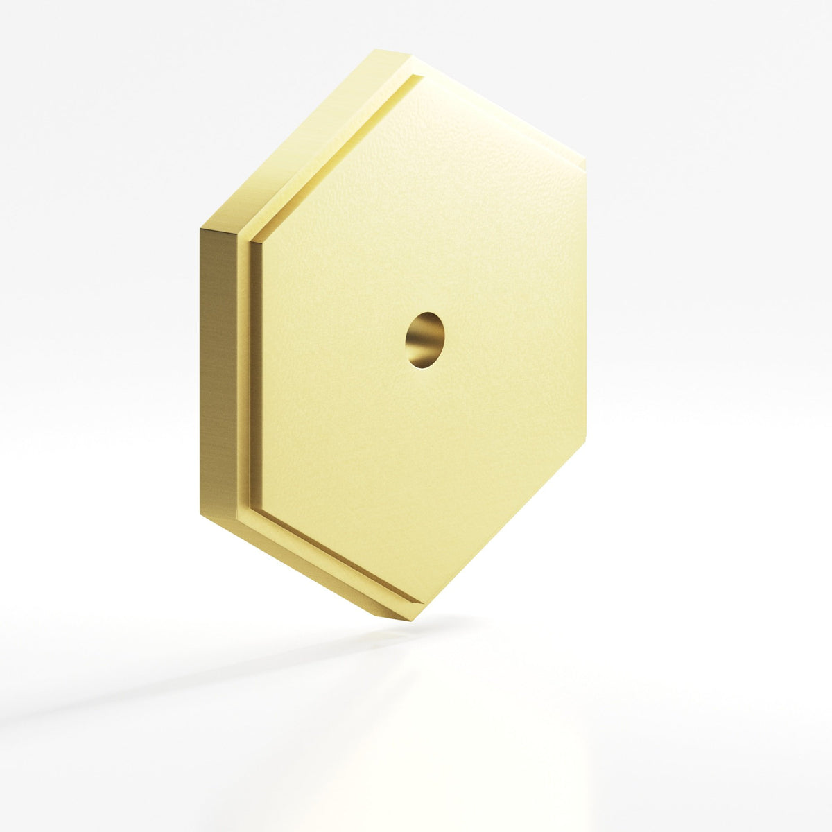 Colonial Bronze 9626 Stepped Hexagonal Backplate, 1-1/4 in, for 8-32 Screw - Matte Satin Brass