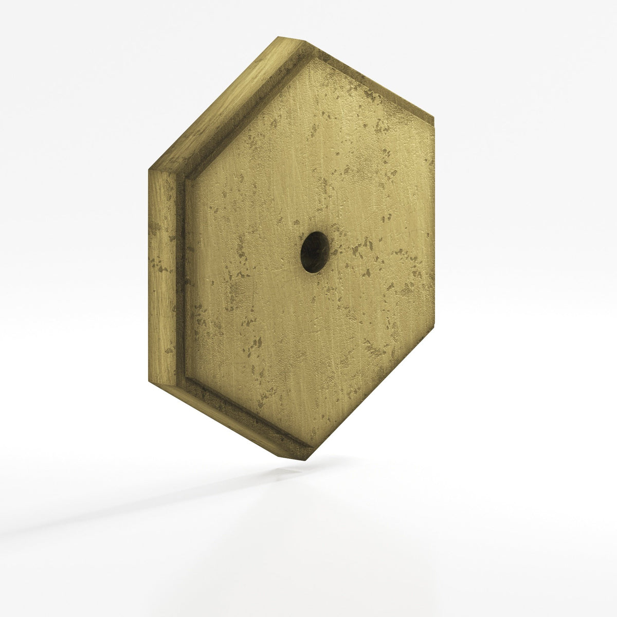 Colonial Bronze 9626 Stepped Hexagonal Backplate, 1-1/4 in, for 8-32 Screw - Distressed Antique Brass