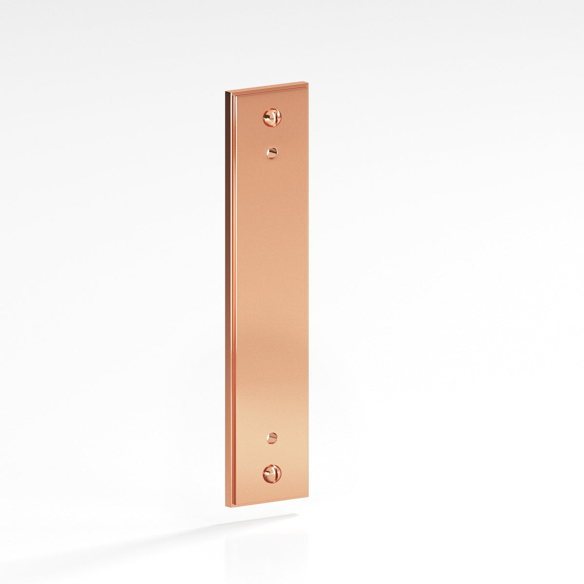 Colonial Bronze 9849 Stepped Rectangular Backplate with Exposed Screws, 2 in Wide, for 8-32 Screws - Polished Copper