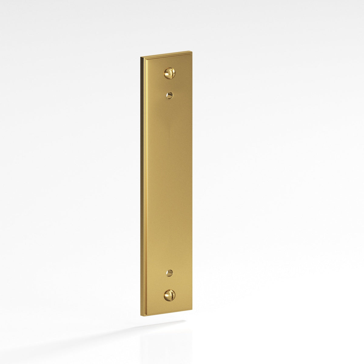 Colonial Bronze 9849 Stepped Rectangular Backplate with Exposed Screws, 2 in Wide, for 8-32 Screws - Satin Brass