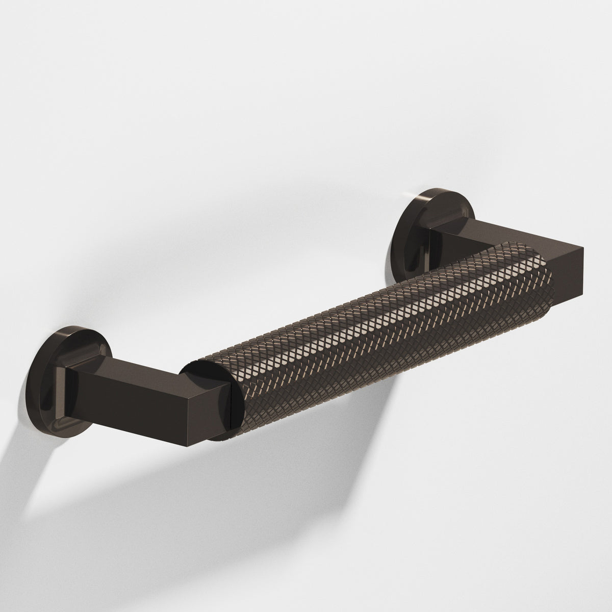 Colonial Bronze 1366 Diamond-Knurled Gropius-Style Pull, 1 in Diameter - Dark Statuary Bronze