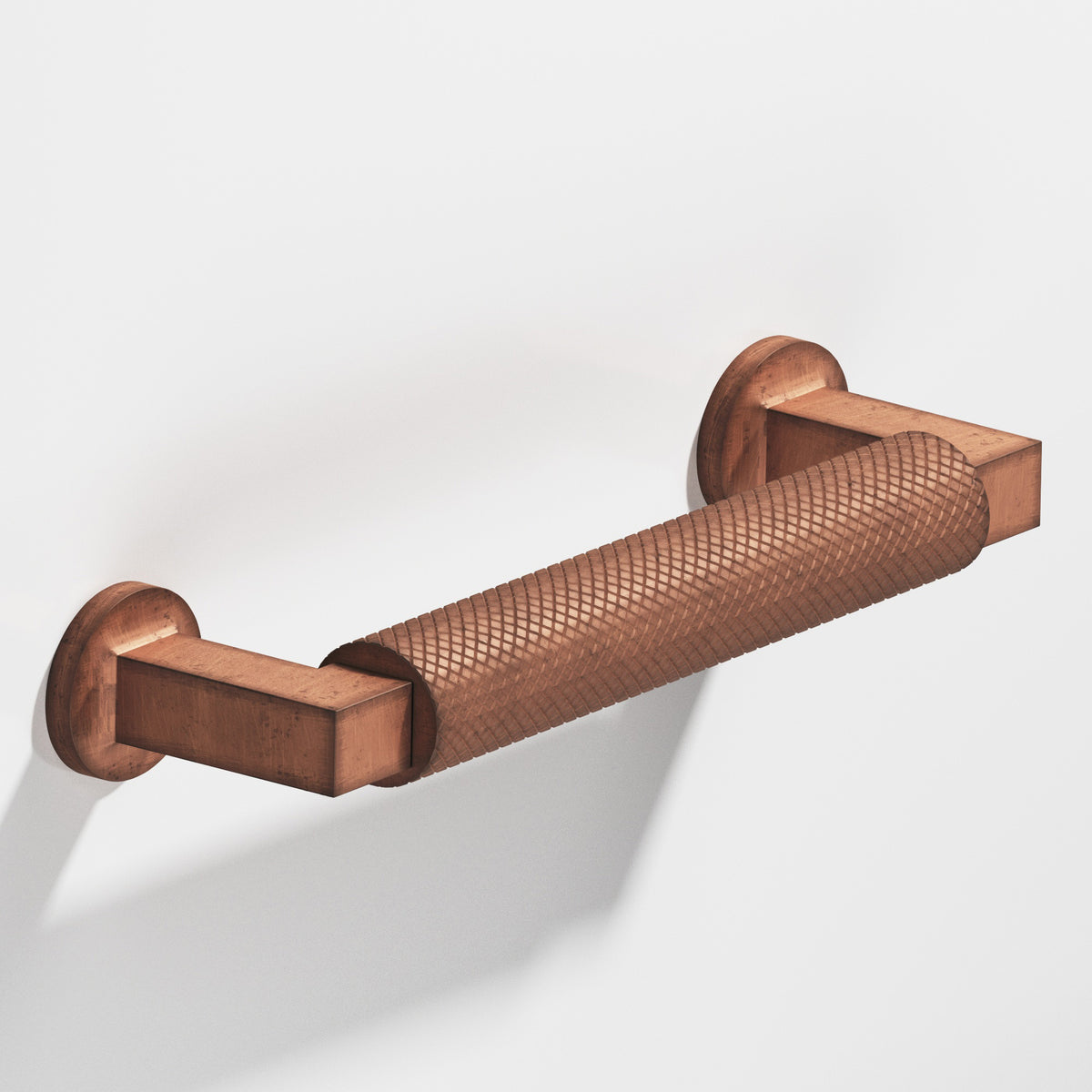 Colonial Bronze 1367 Diamond-Knurled Gropius-Style Appliance and Door Pull, 1-1/4 in Diameter - Distressed Antique Copper