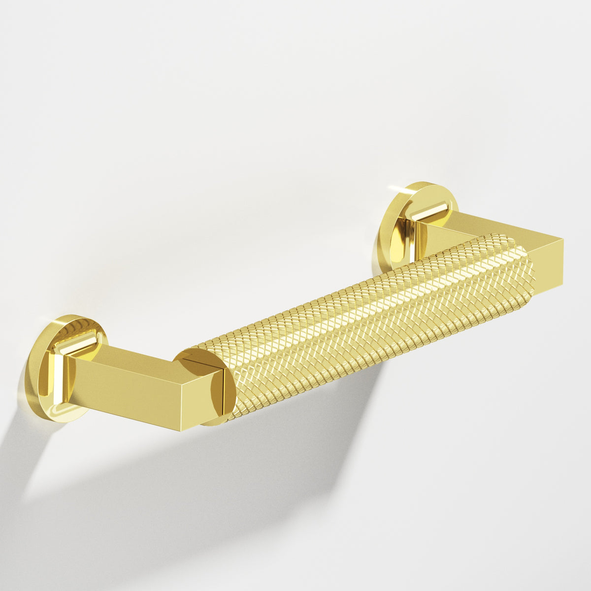 Colonial Bronze 1364 Diamond-Knurled Gropius-Style Pull, 5/8 in Diameter - Polished Brass