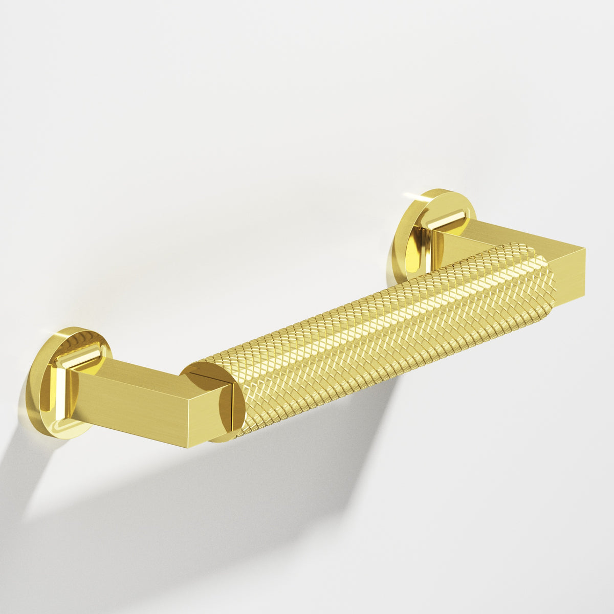 Colonial Bronze 1365 Diamond-Knurled Gropius-Style Pull, 3/4 in Diameter - Unlacquered Polished Brass