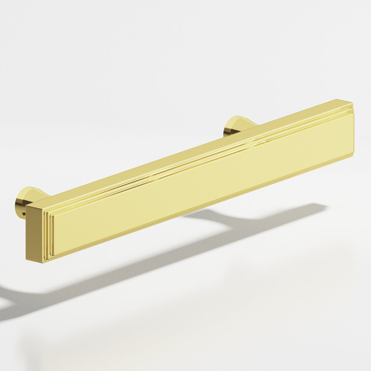Colonial Bronze 941 Stepped Rectangular Pull with Flared Posts, 3/4 x 3/8 in Cross Section - Polished Brass