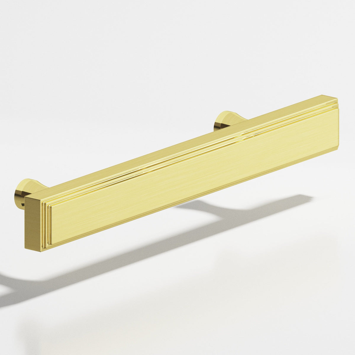 Colonial Bronze 941 Stepped Rectangular Pull with Flared Posts, 3/4 x 3/8 in Cross Section - Unlacquered Polished Brass