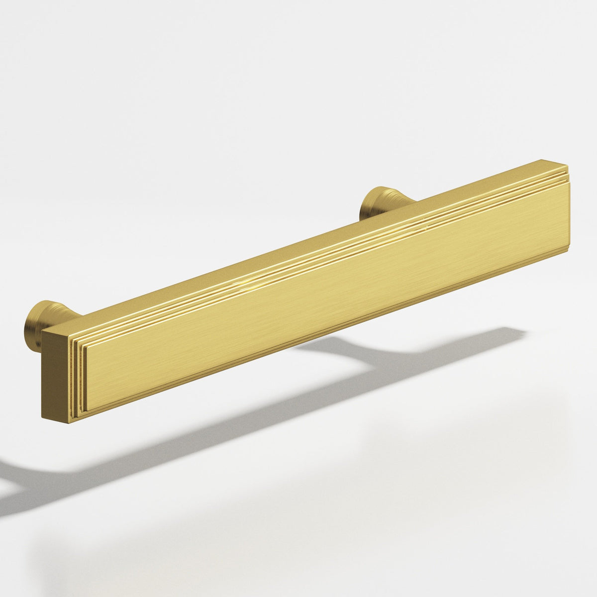 Colonial Bronze 941 Stepped Rectangular Pull with Flared Posts, 3/4 x 3/8 in Cross Section - Satin Brass
