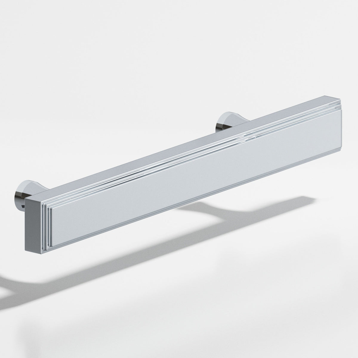 Colonial Bronze 941 Stepped Rectangular Pull with Flared Posts, 3/4 x 3/8 in Cross Section - Polished Chrome