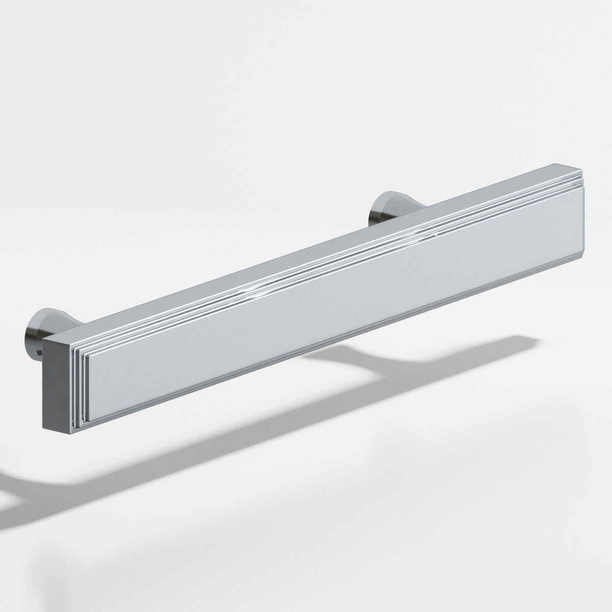 Colonial Bronze 941 Stepped Rectangular Pull with Flared Posts, 3/4 x 3/8 in Cross Section - Satin Chrome