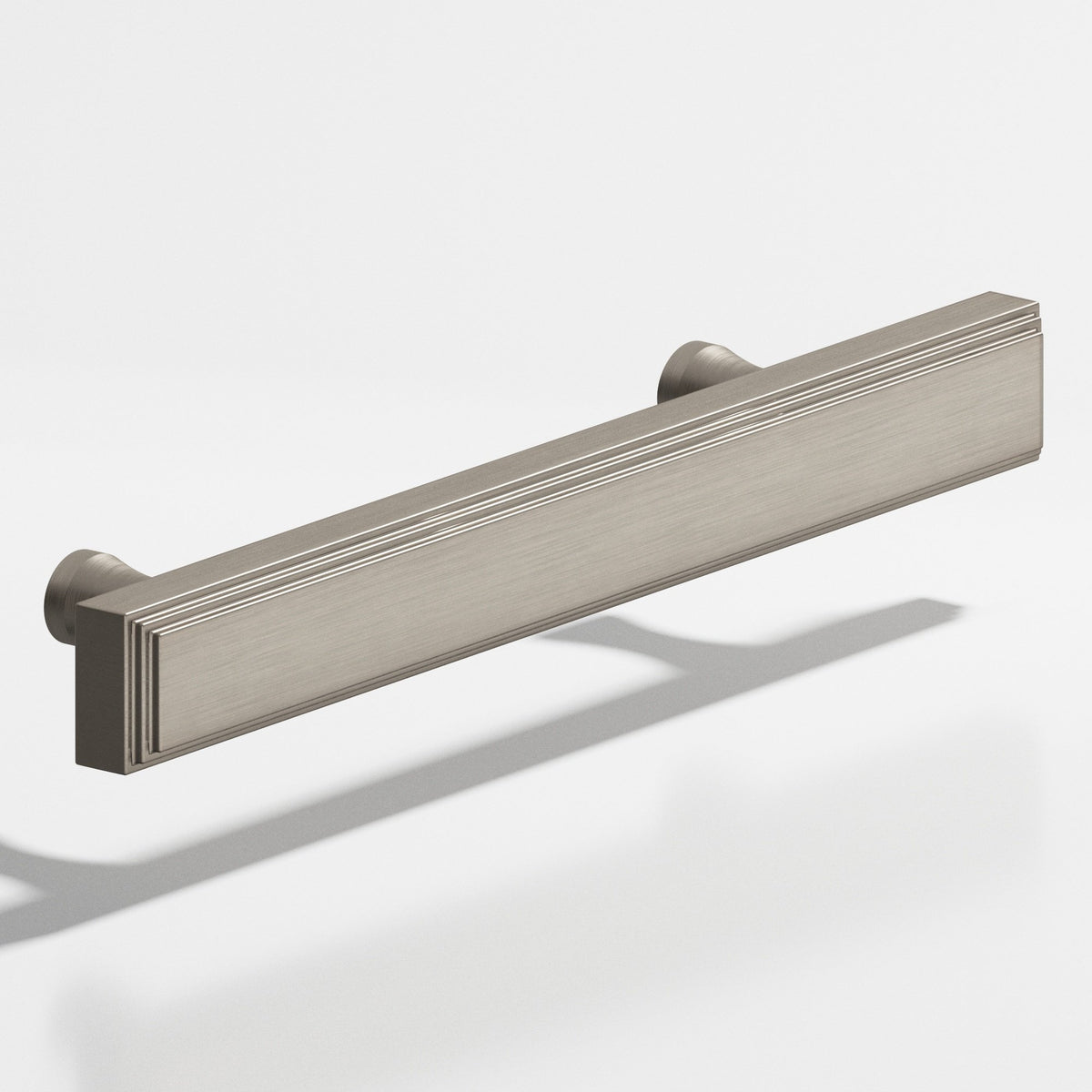 Colonial Bronze 941 Stepped Rectangular Pull with Flared Posts, 3/4 x 3/8 in Cross Section - Matte Pewter