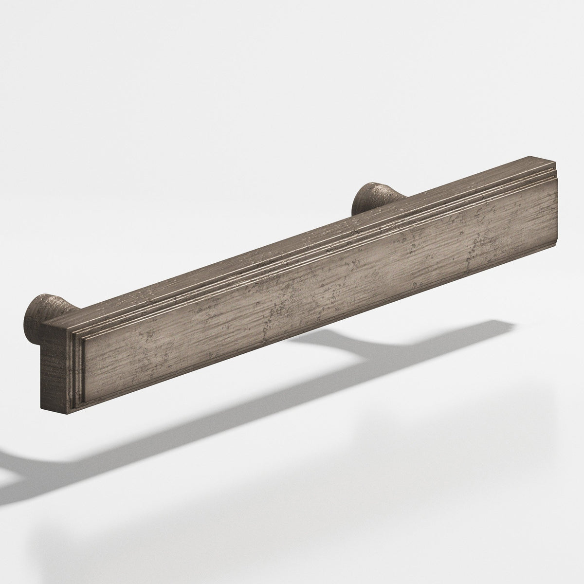 Colonial Bronze 941 Stepped Rectangular Pull with Flared Posts, 3/4 x 3/8 in Cross Section - Distressed Pewter