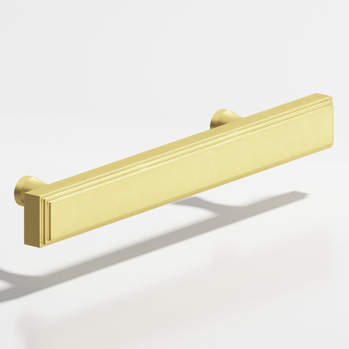 Colonial Bronze 941 Stepped Rectangular Pull with Flared Posts, 3/4 x 3/8 in Cross Section - Matte Satin Brass
