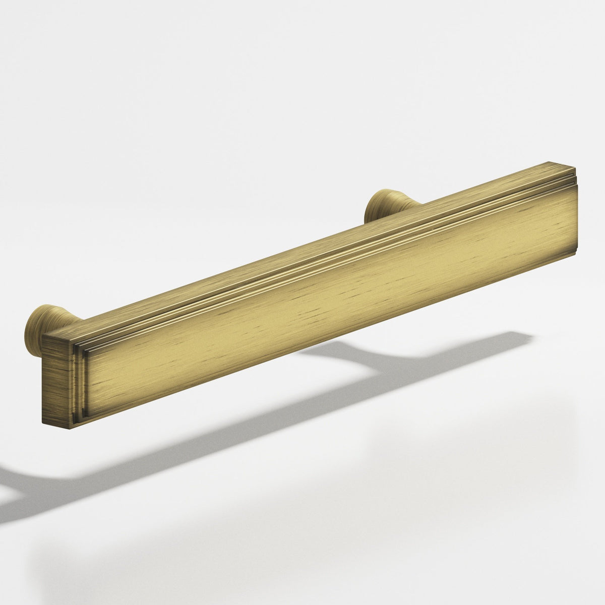 Colonial Bronze 941 Stepped Rectangular Pull with Flared Posts, 3/4 x 3/8 in Cross Section - Matte Antique Satin Brass