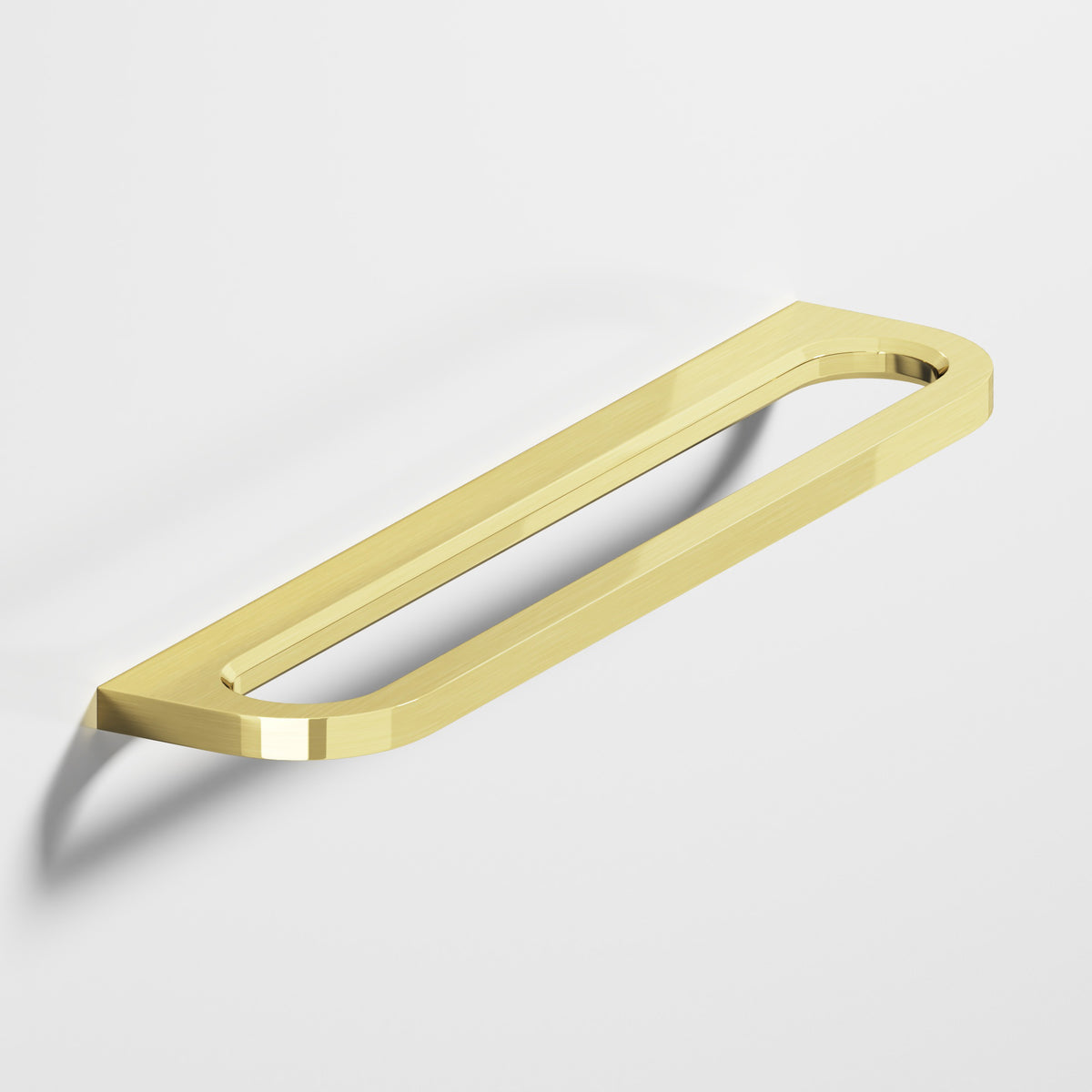 Colonial Bronze 882 Rounded Front Racetrack Pull, 2 in Projection - Unlacquered Polished Brass
