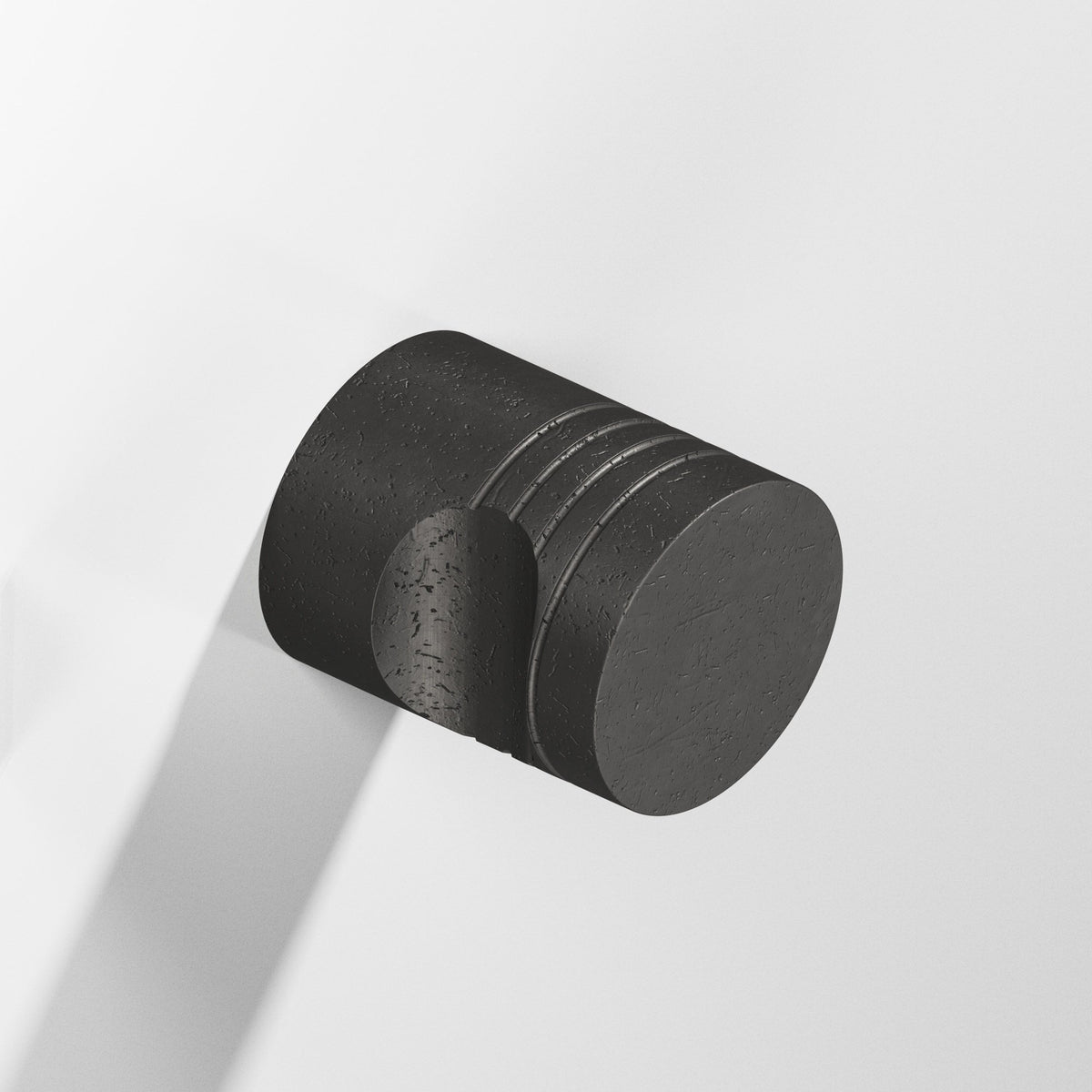 Colonial Bronze 105 Round Grooved Knob, 1 in Diameter - Distressed Satin Black