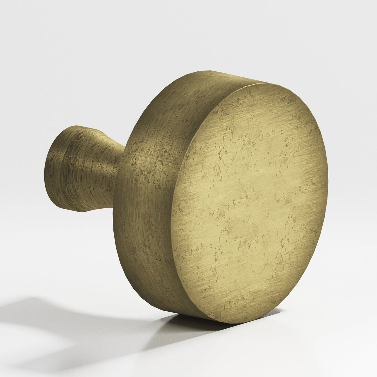 Colonial Bronze 110 Round Knob with Flared Post, 1 in Diameter - Distressed Antique Brass