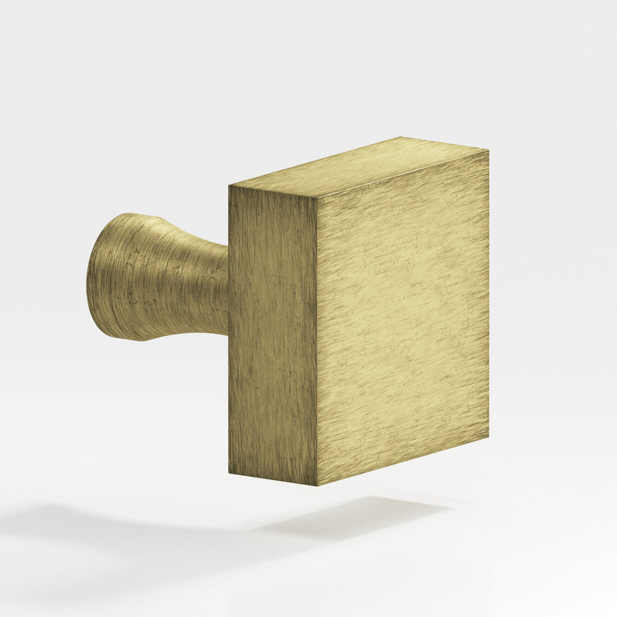 Colonial Bronze 120 Square Knob with Flared Post, 1 in - Distressed Antique Brass