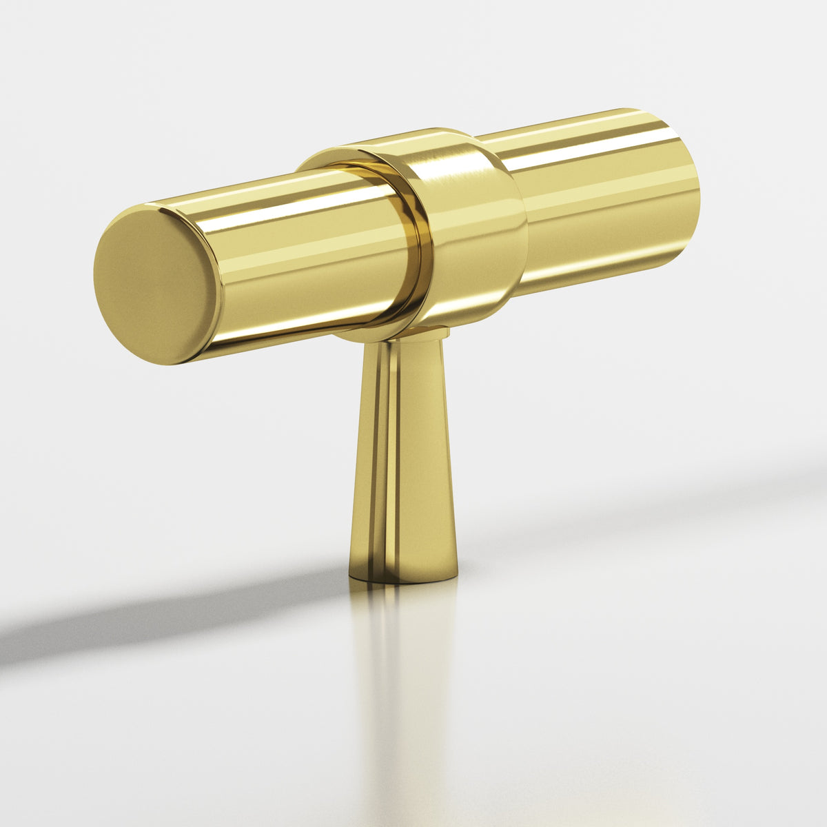 Colonial Bronze 1301 Collared T-Knob with Tapered Post, 2 in - Polished Brass
