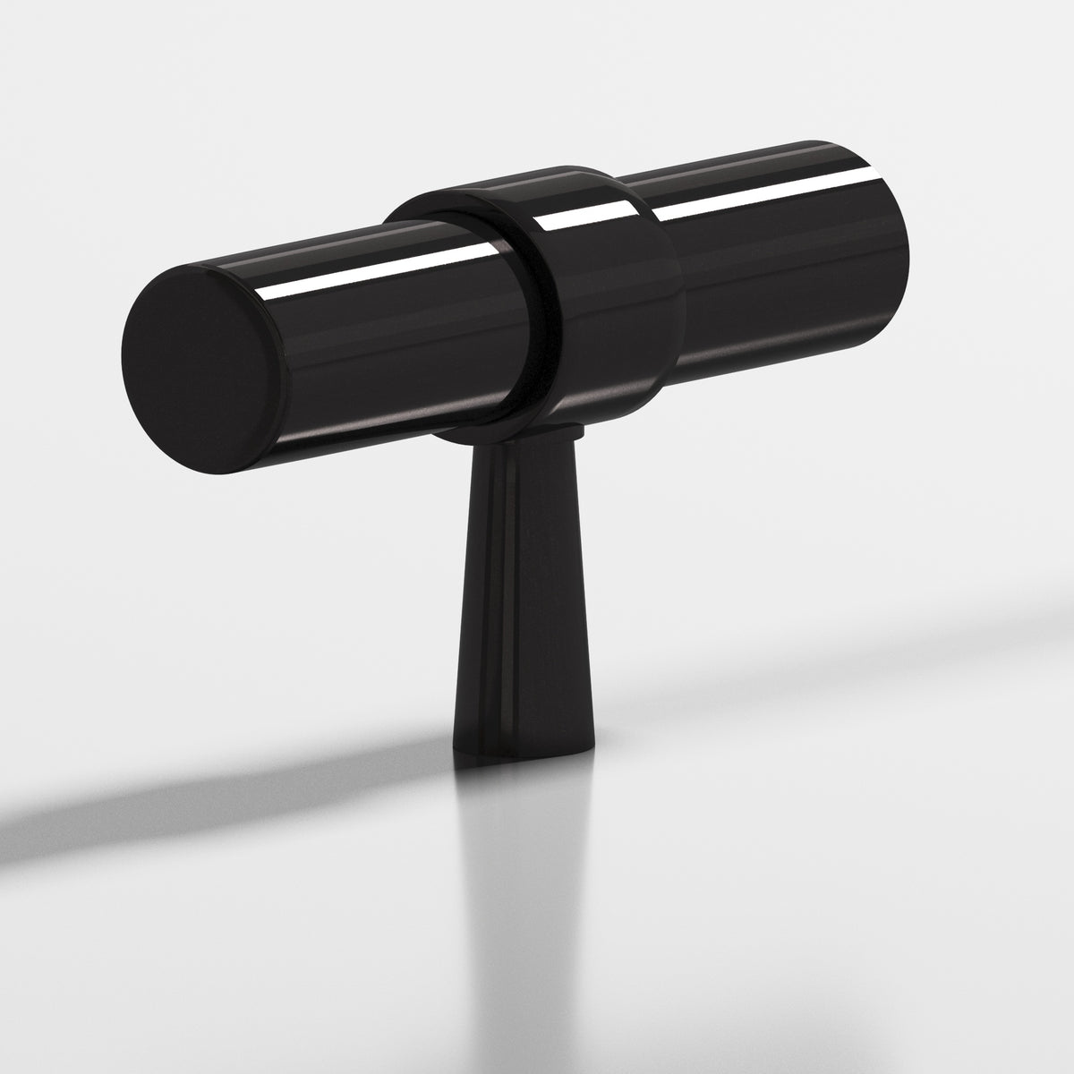 Colonial Bronze 1301 Collared T-Knob with Tapered Post, 2 in - Satin Black