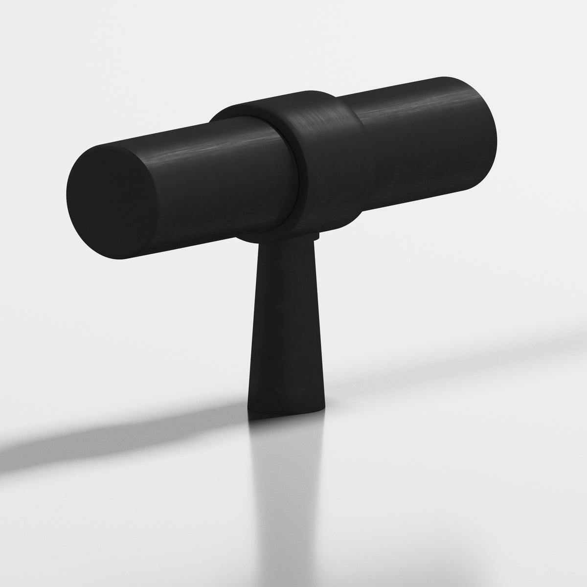 Colonial Bronze 1301 Collared T-Knob with Tapered Post, 2 in - Matte Satin Black