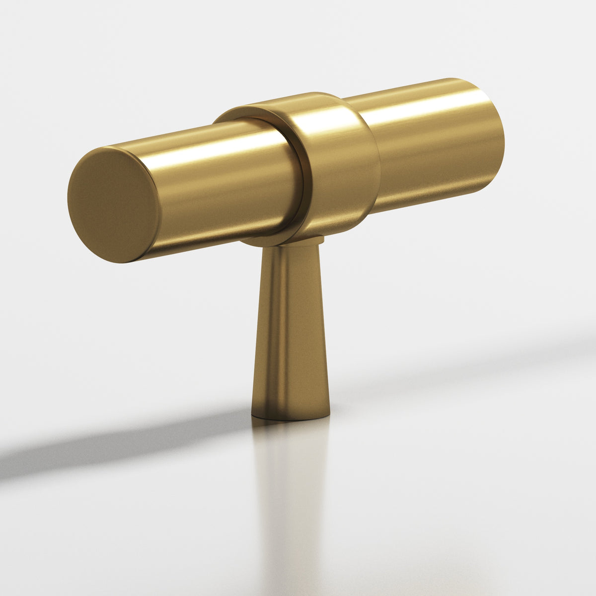 Colonial Bronze 1301 Collared T-Knob with Tapered Post, 2 in - Satin Brass