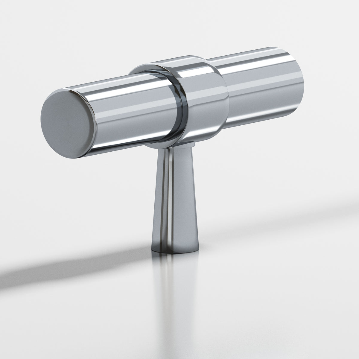 Colonial Bronze 1301 Collared T-Knob with Tapered Post, 2 in - Polished Chrome