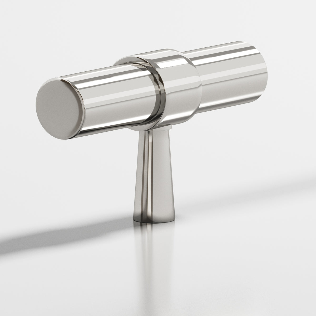 Colonial Bronze 1301 Collared T-Knob with Tapered Post, 2 in - Polished Nickel