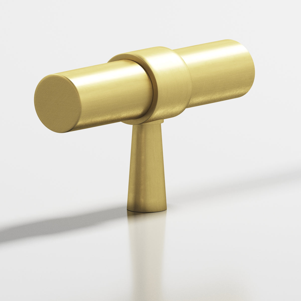 Colonial Bronze 1301 Collared T-Knob with Tapered Post, 2 in - Matte Satin Brass
