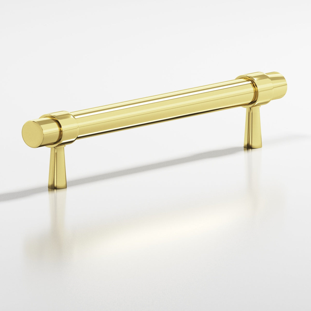 Colonial Bronze 1302 Collared Round Pull with Tapered Posts, 15/32 in Diameter - Polished Brass