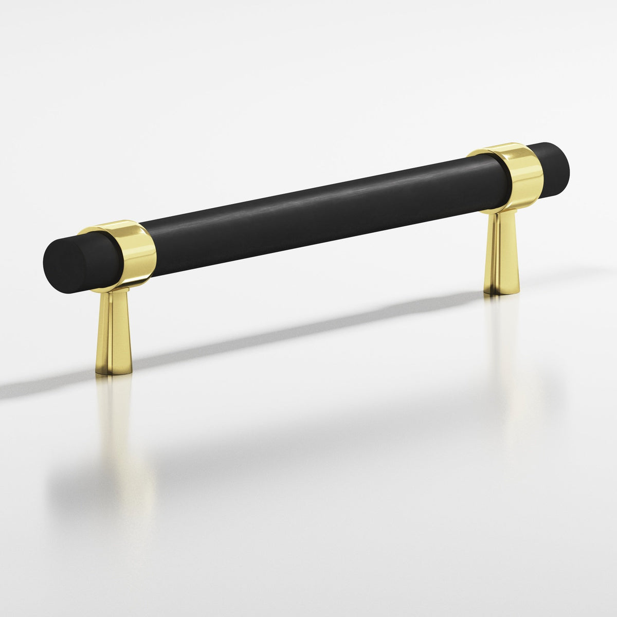 Colonial Bronze 1302 Collared Round Pull with Tapered Posts, 15/32 in Diameter - Polished Brass / Matte Satin Black