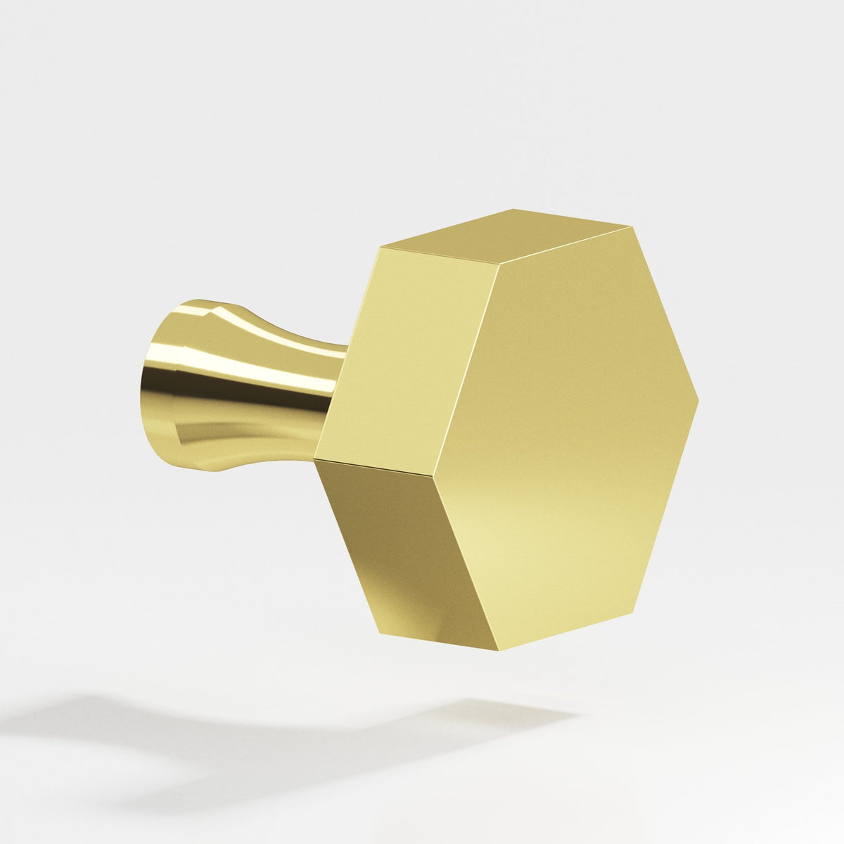 Colonial Bronze 130 Hexagonal Knob with Flared Post, 1 in - Polished Brass