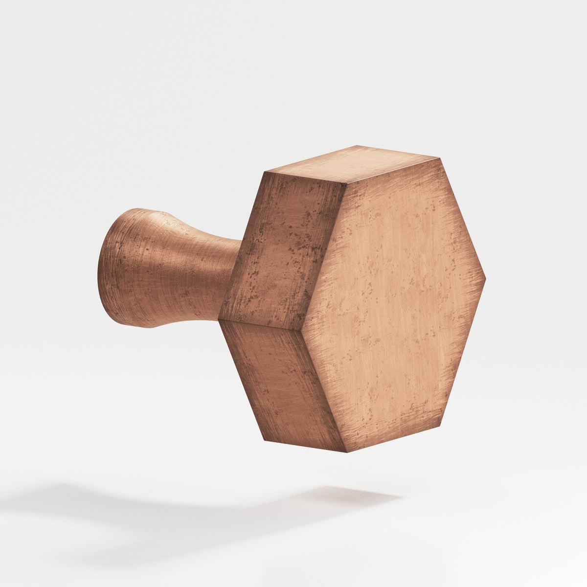 Colonial Bronze 132 Hexagonal Knob with Flared Post, 1-1/2 in - Distressed Antique Copper