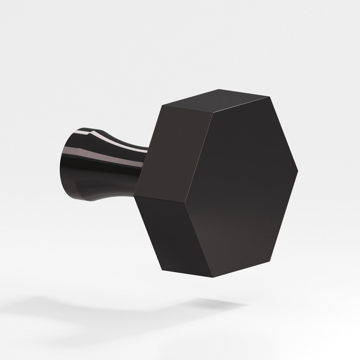 Colonial Bronze 131 Hexagonal Knob with Flared Post, 1-1/4 in - Satin Black