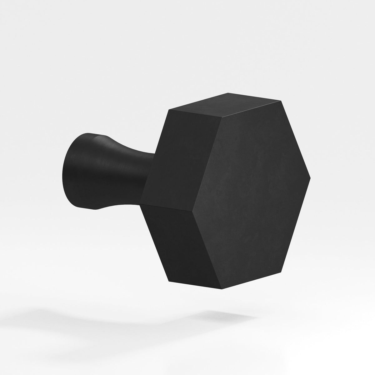 Colonial Bronze 132 Hexagonal Knob with Flared Post, 1-1/2 in - Matte Satin Black