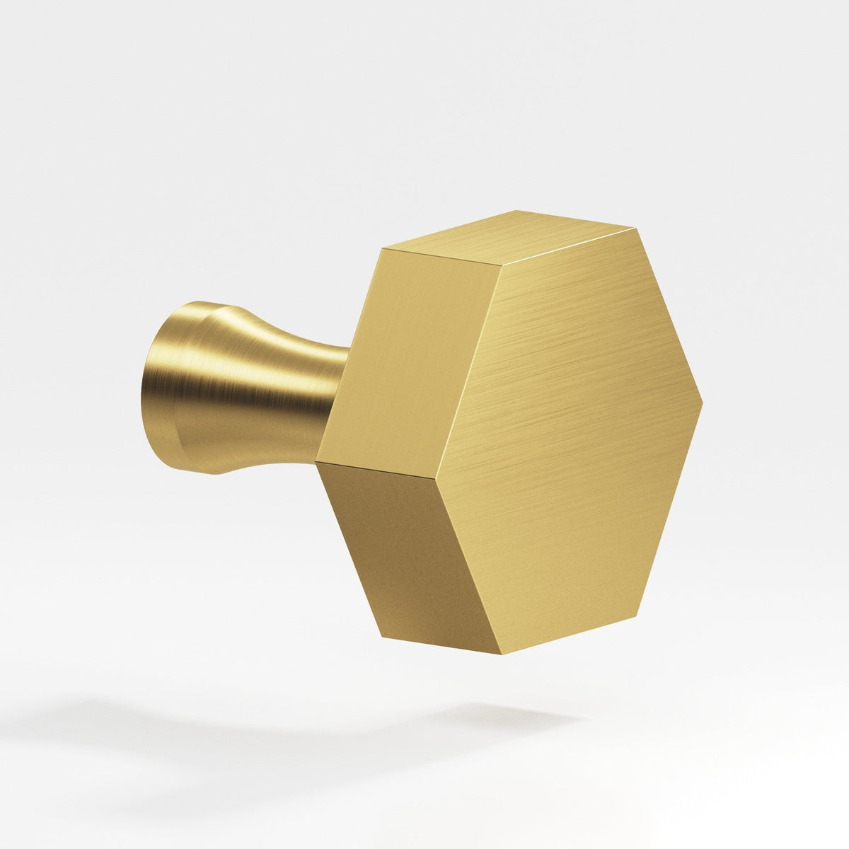 Colonial Bronze 130 Hexagonal Knob with Flared Post, 1 in - Satin Brass