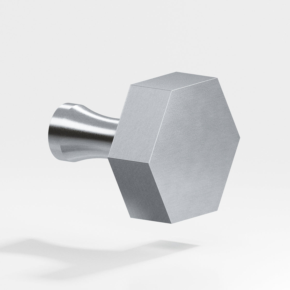 Colonial Bronze 132 Hexagonal Knob with Flared Post, 1-1/2 in - Satin Chrome