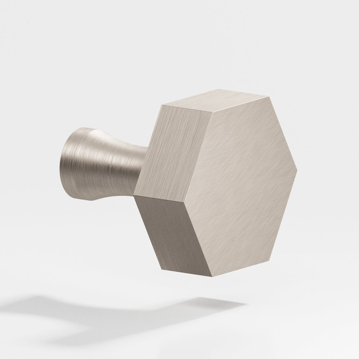 Colonial Bronze 131 Hexagonal Knob with Flared Post, 1-1/4 in - Matte Satin Nickel