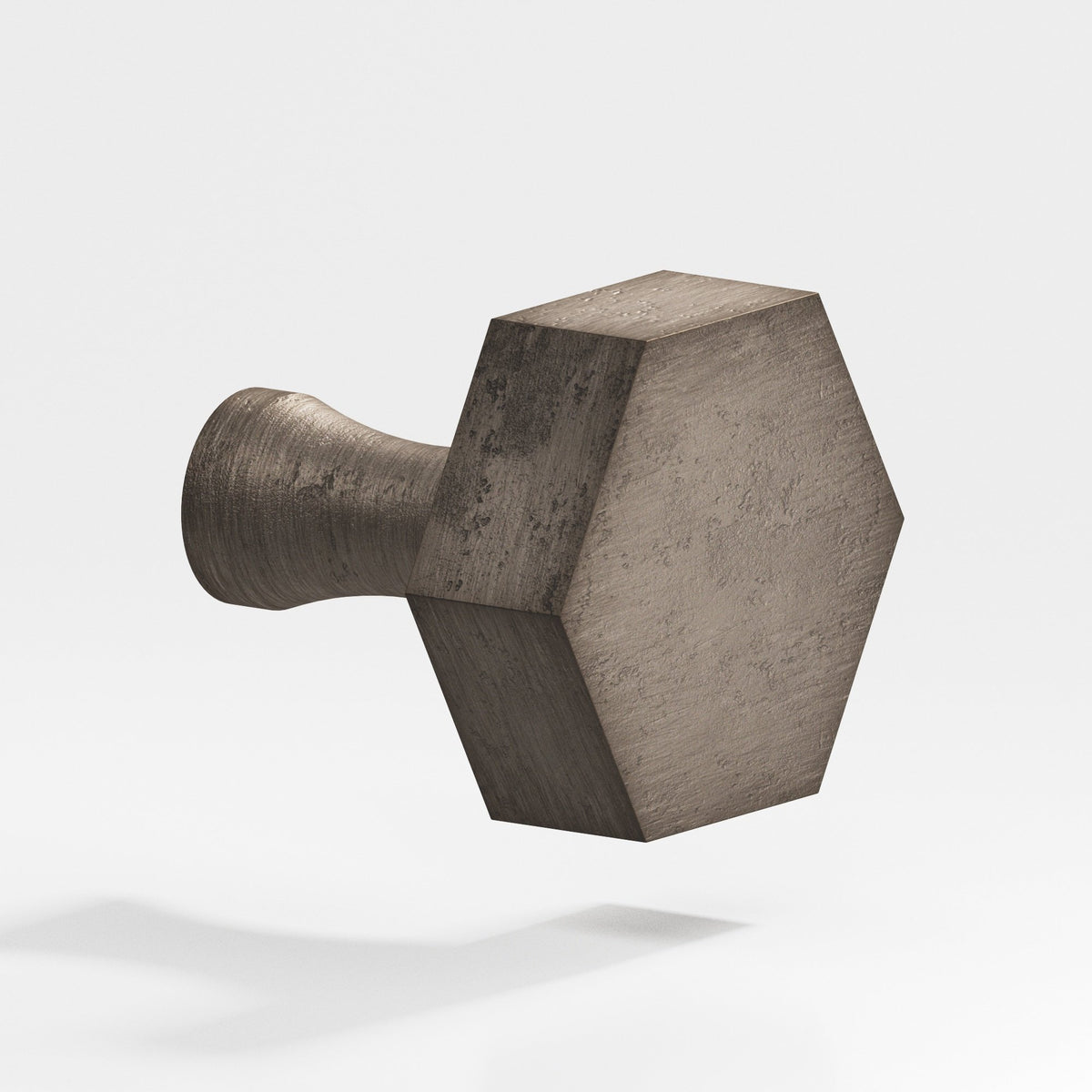Colonial Bronze 132 Hexagonal Knob with Flared Post, 1-1/2 in - Distressed Pewter