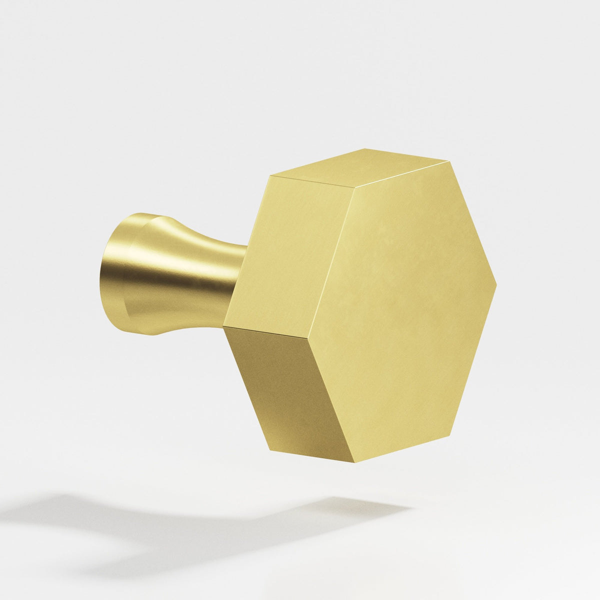 Colonial Bronze 132 Hexagonal Knob with Flared Post, 1-1/2 in - Matte Satin Brass