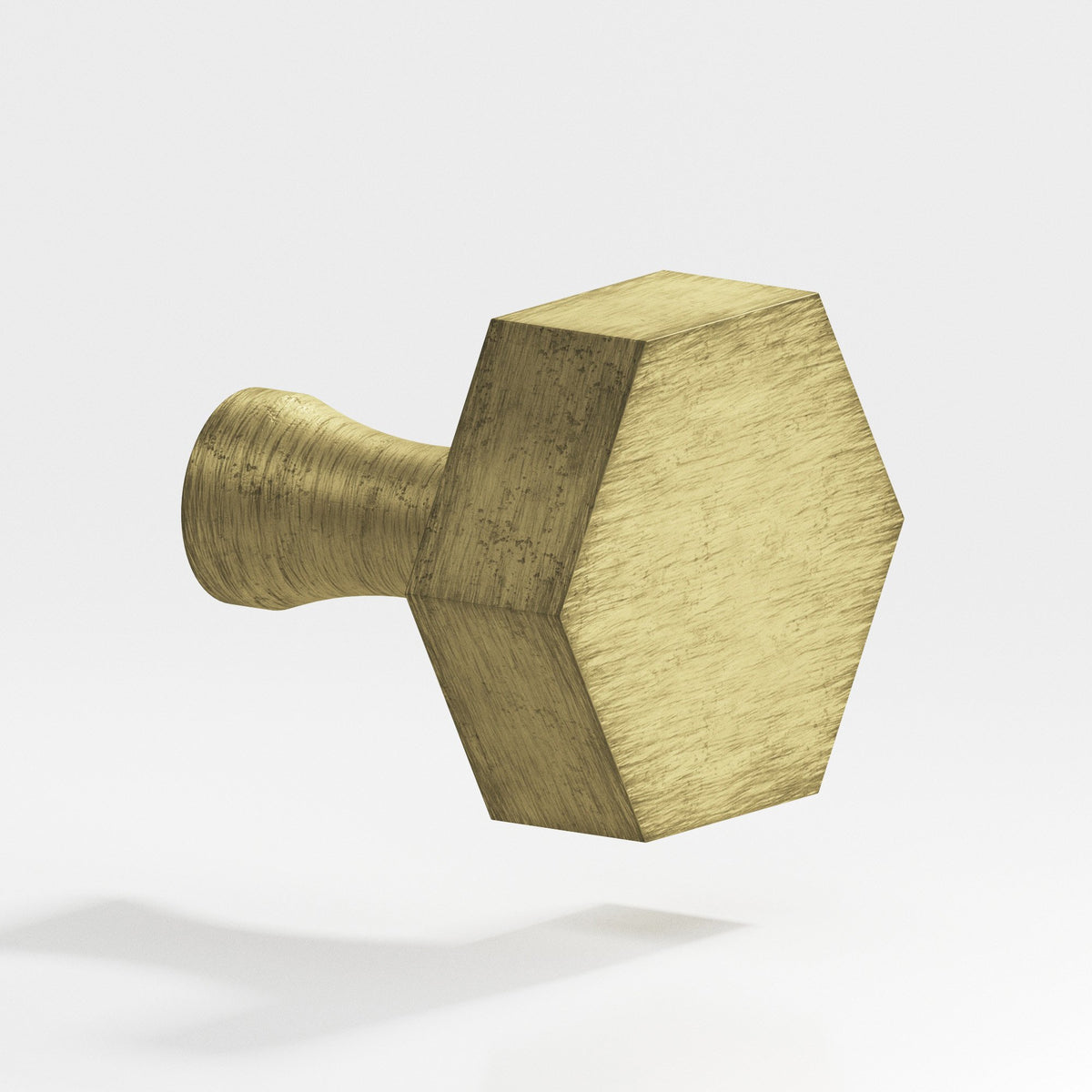 Colonial Bronze 130 Hexagonal Knob with Flared Post, 1 in - Distressed Antique Brass
